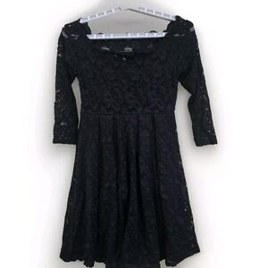 Missmay Lace Dress Medium Black Whimsigoth Grunge Holiday Classic Midi Retro